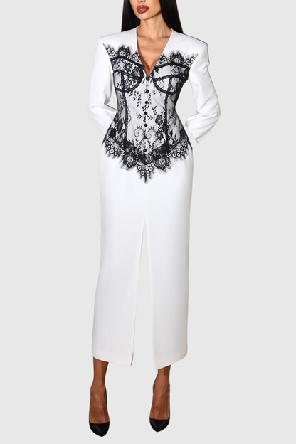 Alvera Lace Midi Blazer Dress