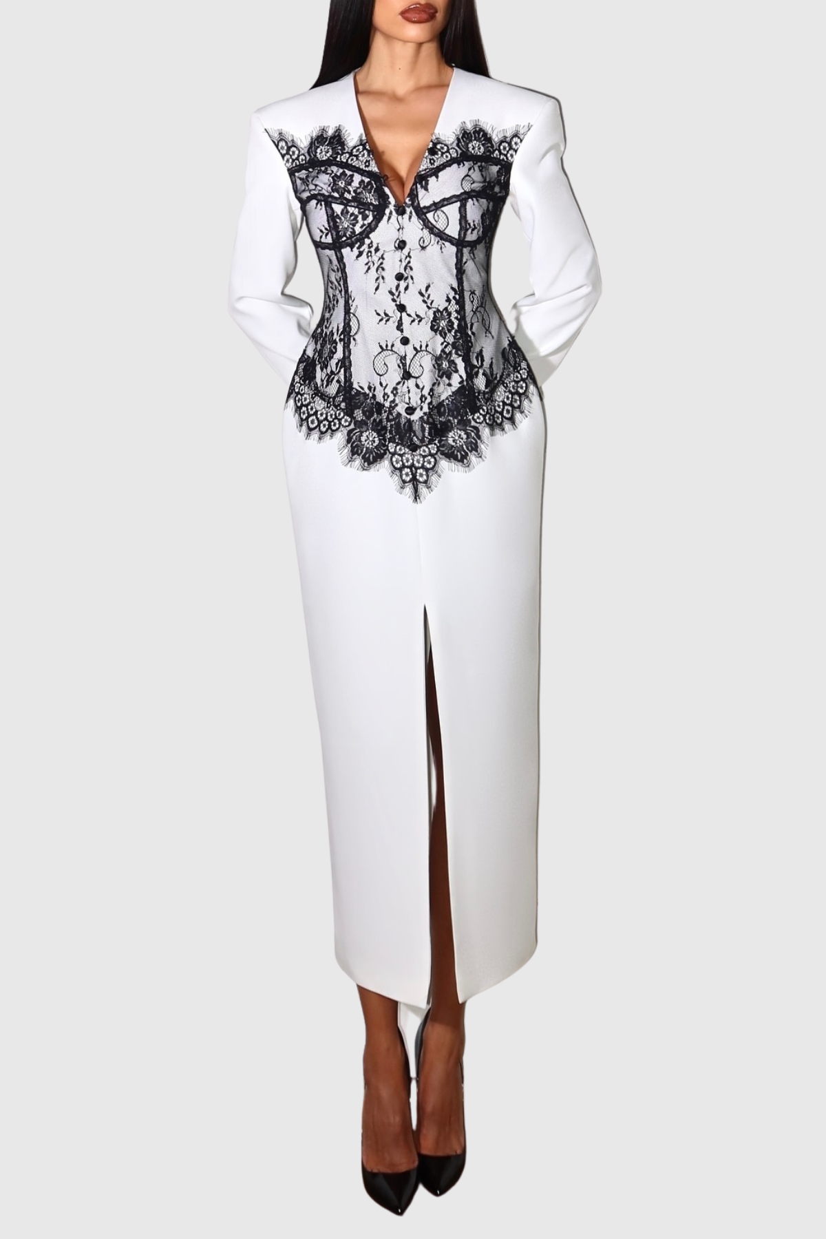 Alvera Lace Midi Blazer Dress