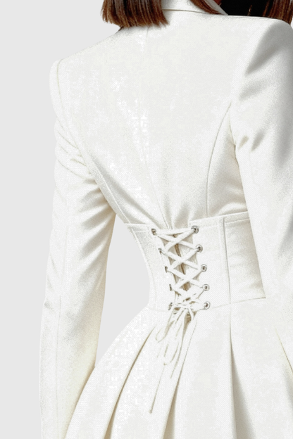 Amabel Lace Corset Blazer - White