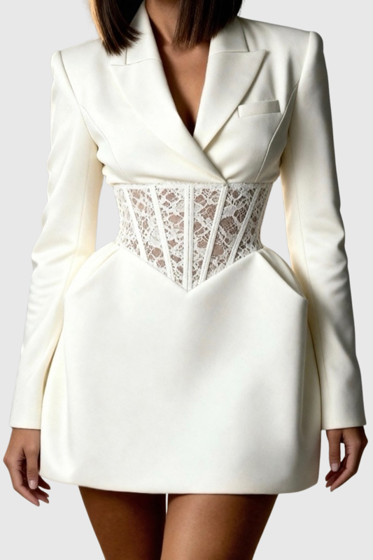 Amabel Lace Corset Blazer - White
