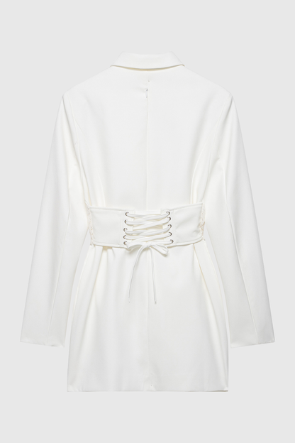 Amabel Lace Corset Blazer - White