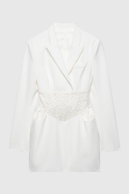 Amabel Lace Corset Blazer - White