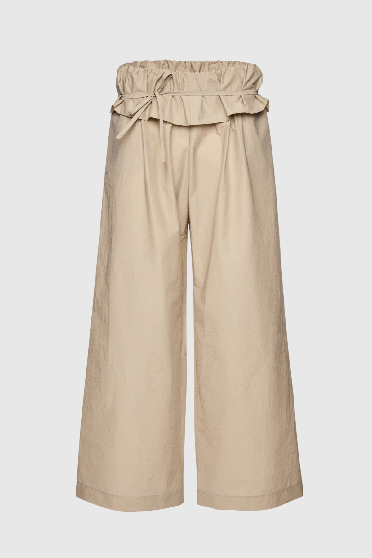 Amare Low-rise Ruffle Waist Trousers - Beige