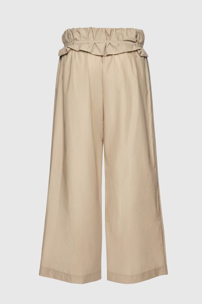 Amare Low-rise Ruffle Waist Trousers - Beige