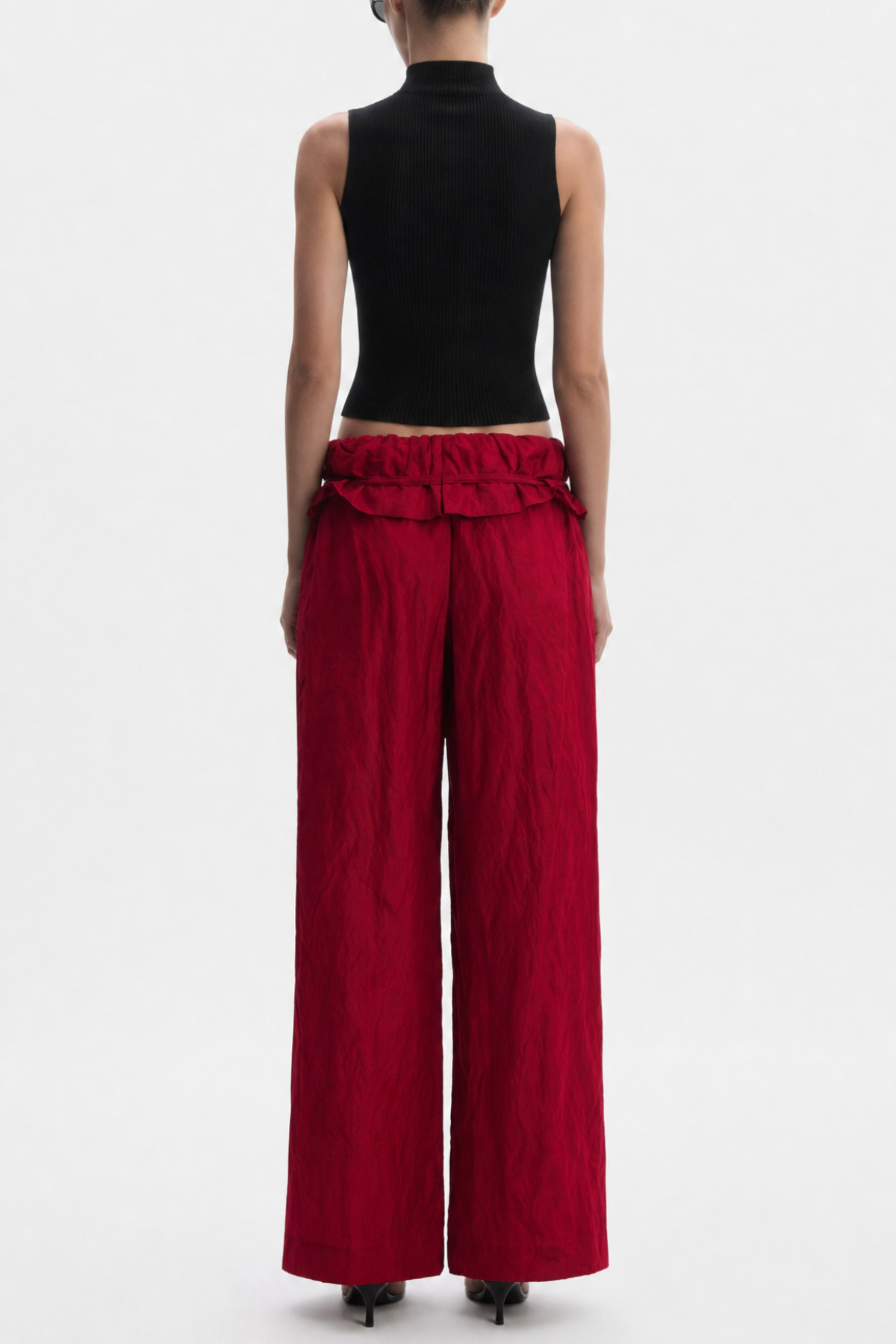 Amare Low-rise Ruffle Waist Trousers - Red