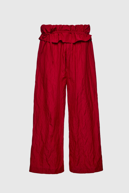 Amare Low-rise Ruffle Waist Trousers - Red