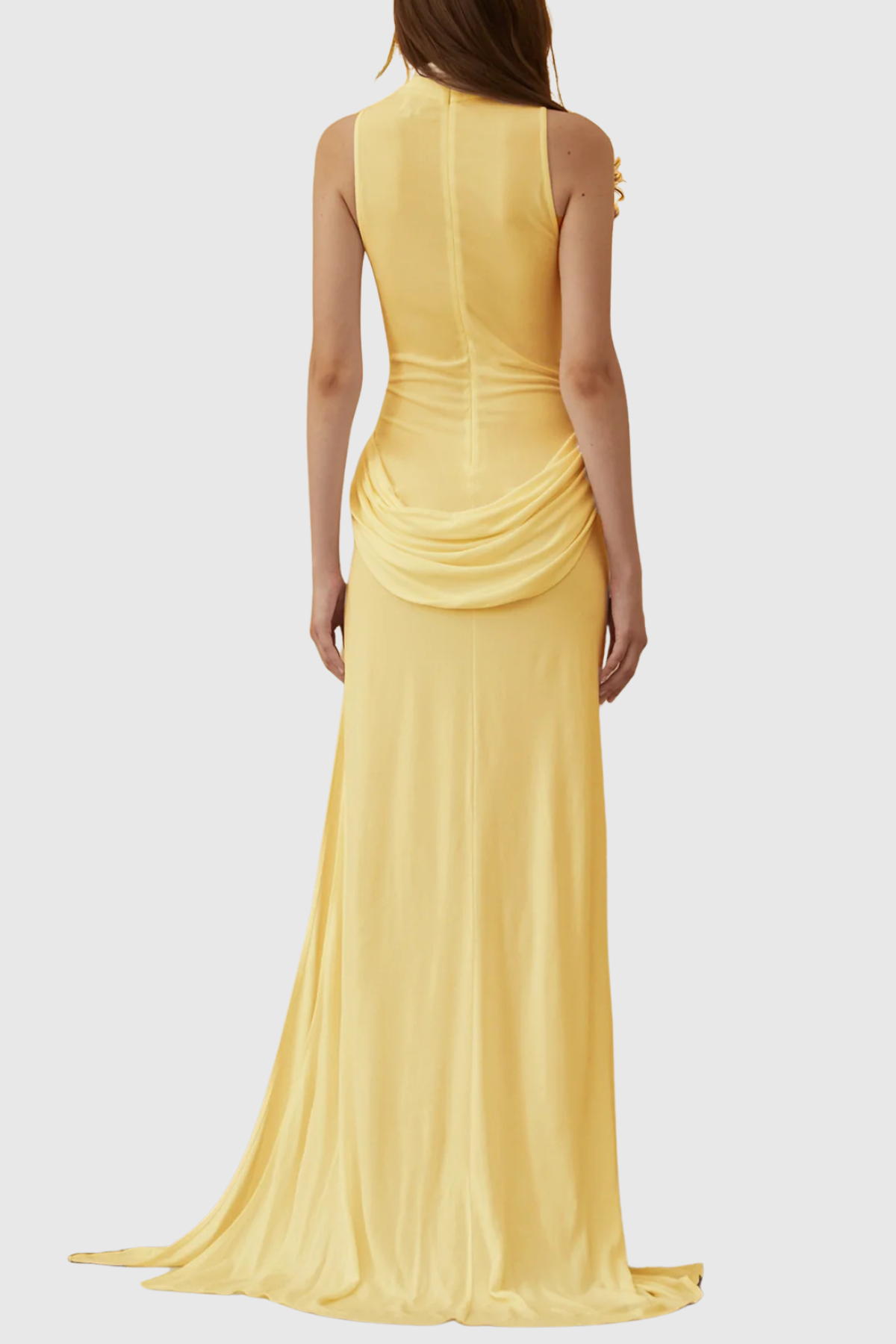 Amaya Draped Sleeveless Split Maxi Dress - Yellow