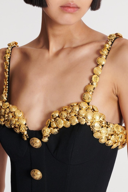 Ambika Buttoned Embellished Top & Mini Skirt Set