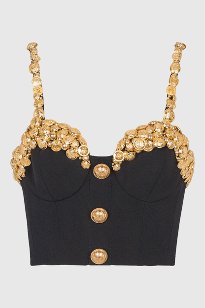 Ambika Buttoned Embellished Top & Mini Skirt Set