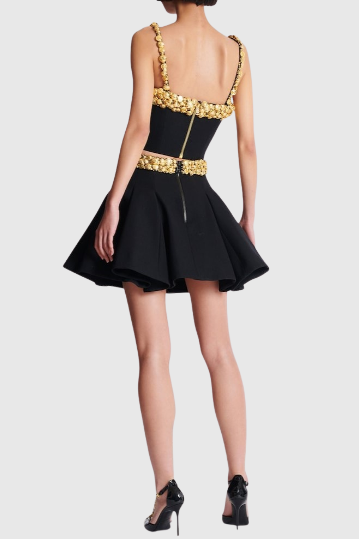 Ambika Buttoned Embellished Top & Mini Skirt Set