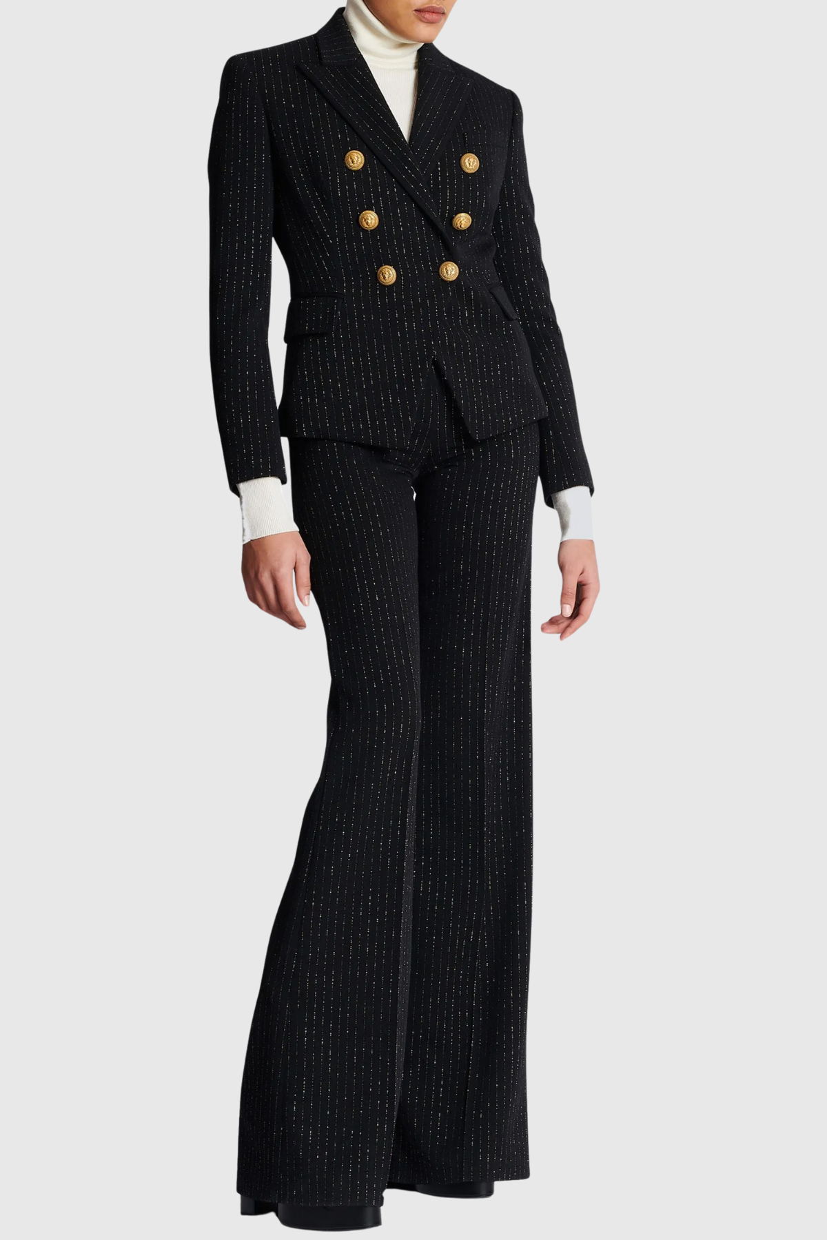 Amira Pinstripe Buttoned Blazer & Pants Set