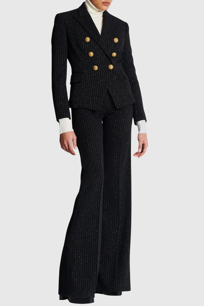 Amira Pinstripe Buttoned Blazer & Pants Set