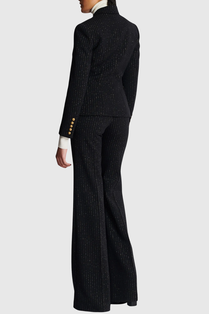 Amira Pinstripe Buttoned Blazer & Pants Set