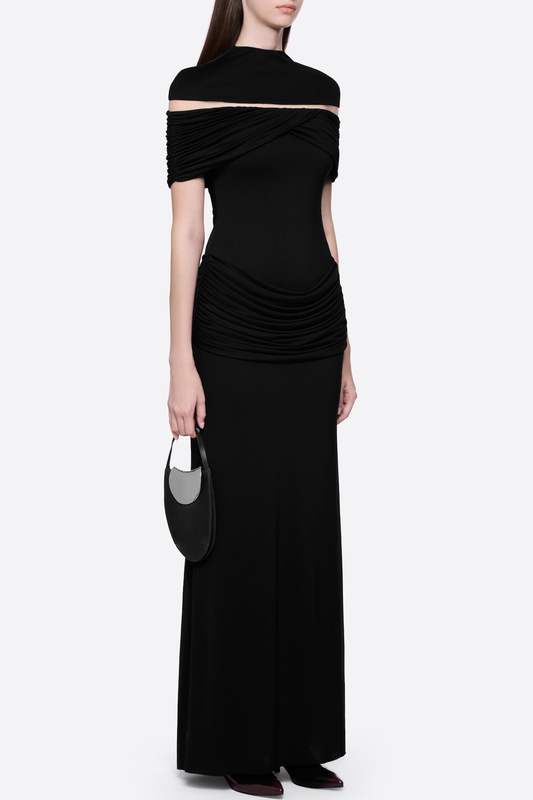 Amoda Cutout Ruched Maxi Dress - Black