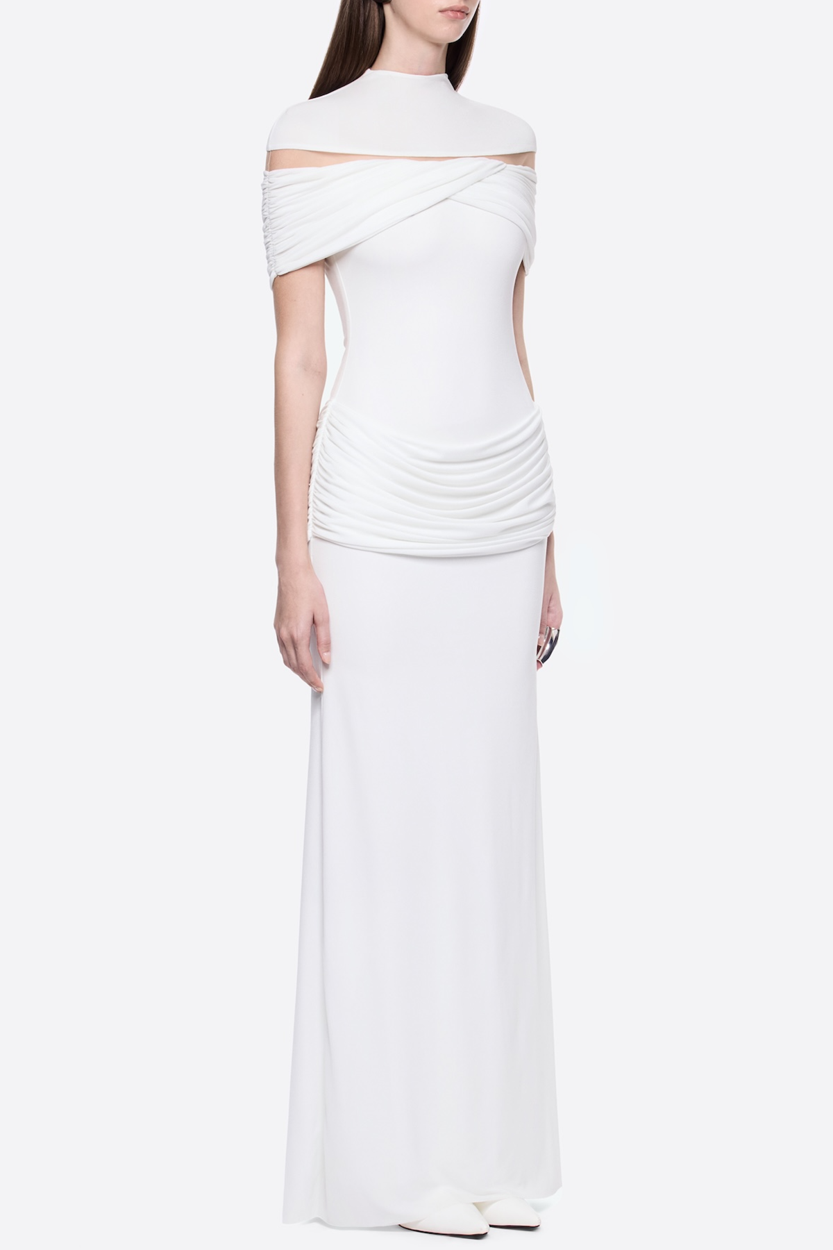 Amoda Cutout Ruched Maxi Dress - White