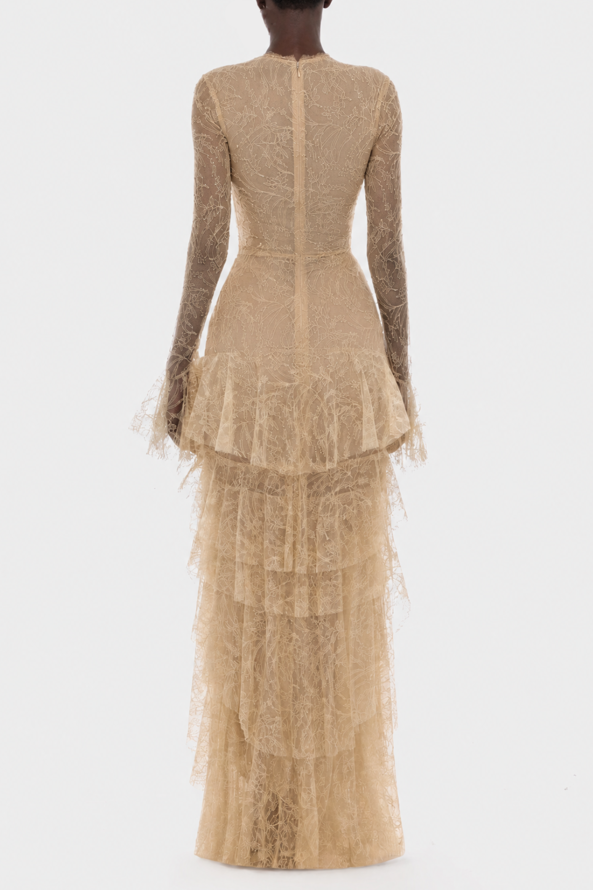 Amoret Lace Ruffle Maxi Dress