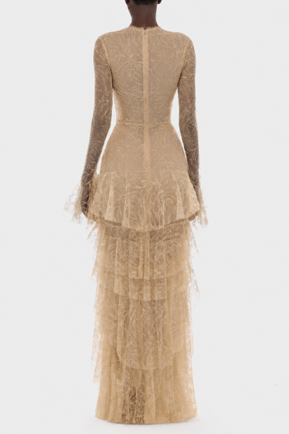 Amoret Lace Ruffle Maxi Dress
