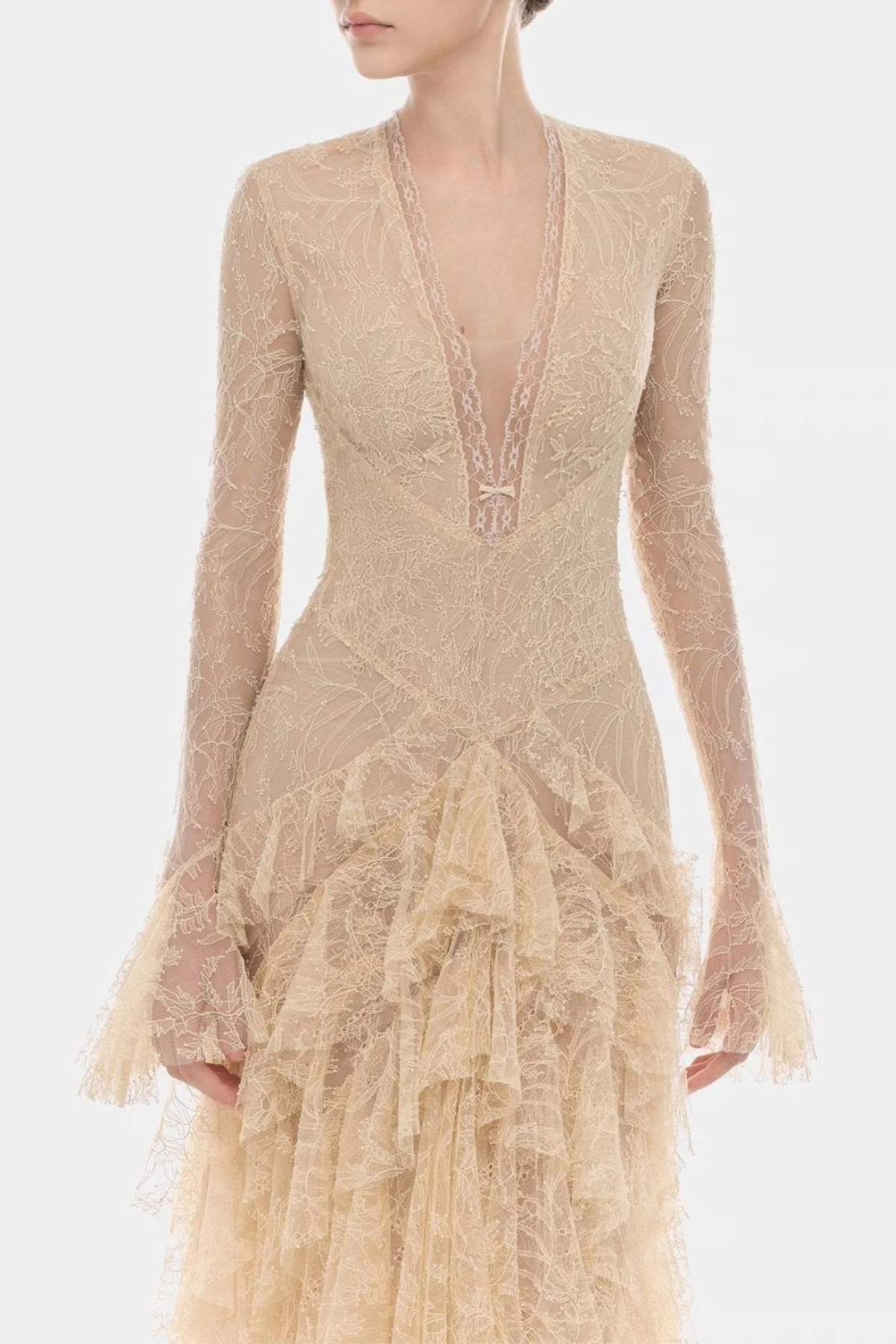 Amoret Lace Ruffle Maxi Dress