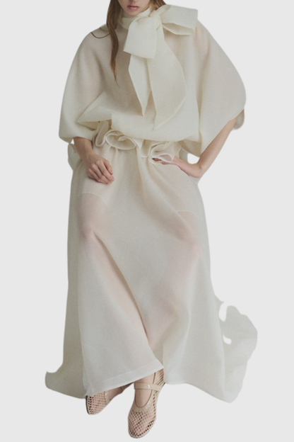 Amori Ruffle Bow Top & Maxi Skirt Set