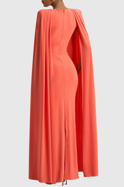 Amory Cape Sleeve Maxi Dress - Orange