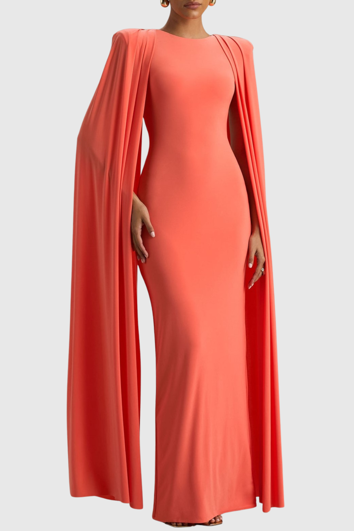 Amory Cape Sleeve Maxi Dress - Orange