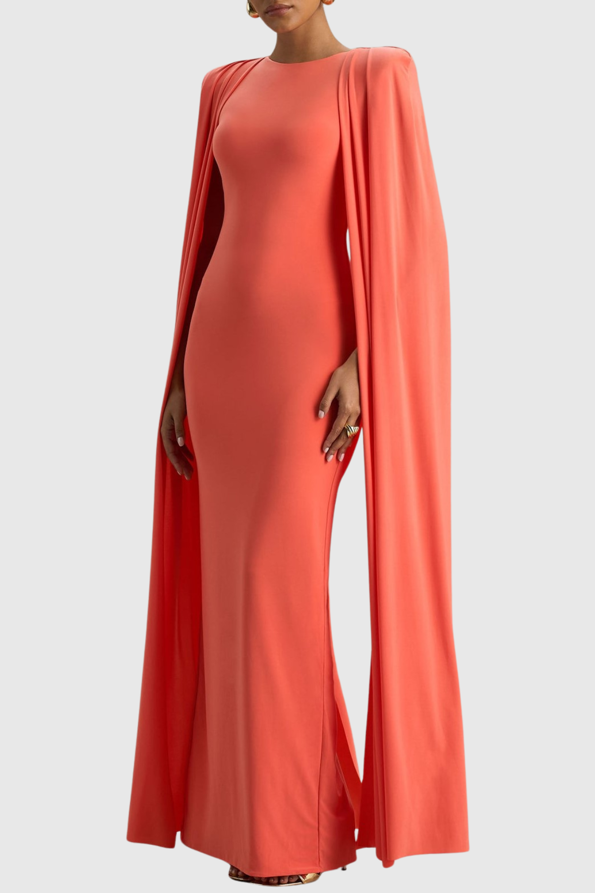 Amory Cape Sleeve Maxi Dress - Orange