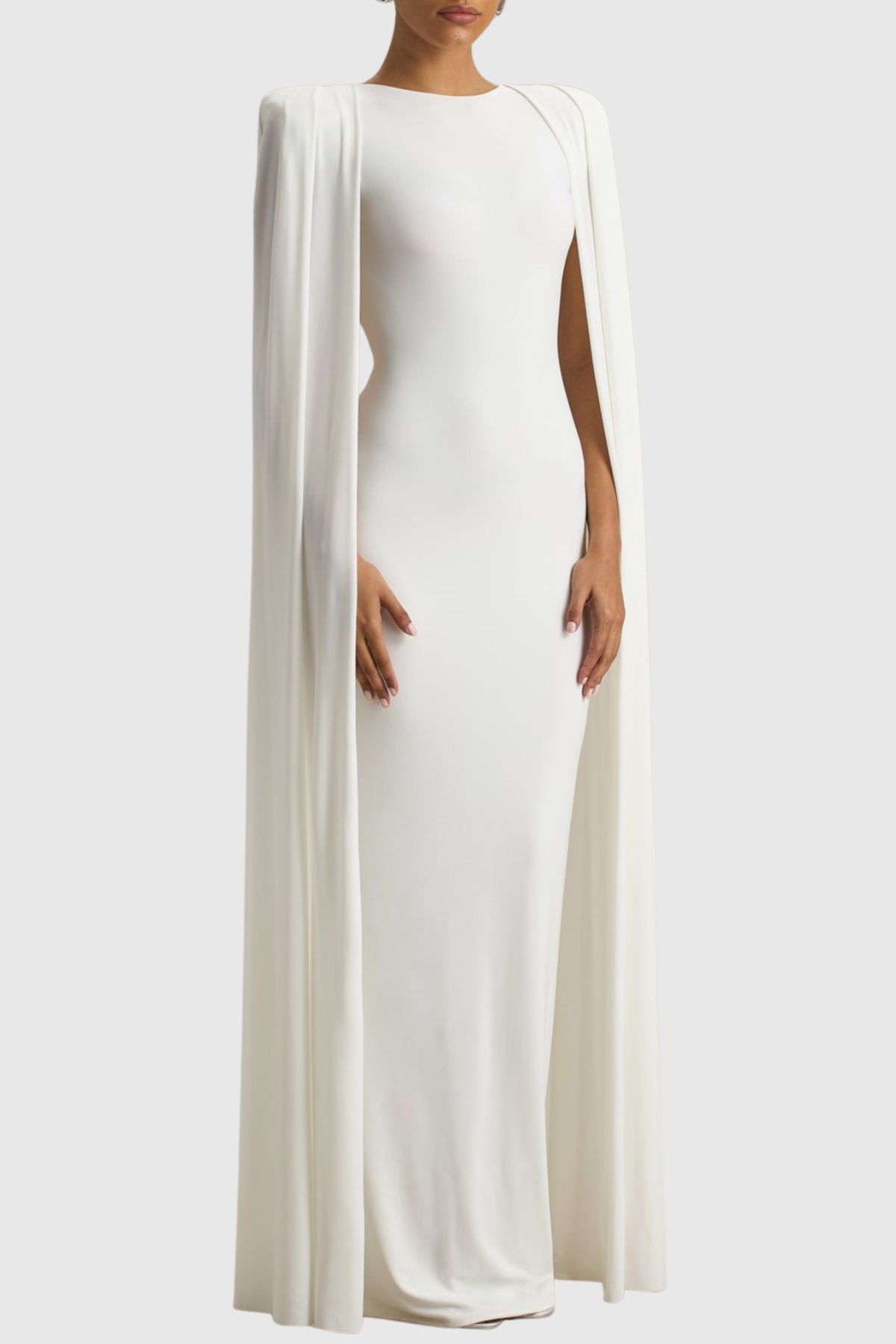 Amory Cape Sleeve Maxi Dress - White