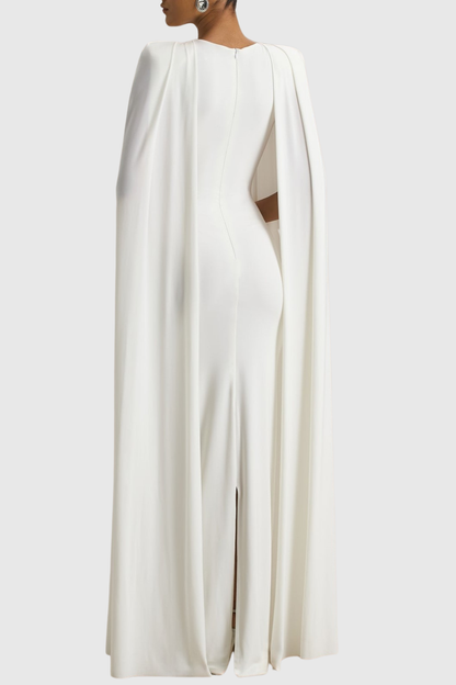 Amory Cape Sleeve Maxi Dress - White