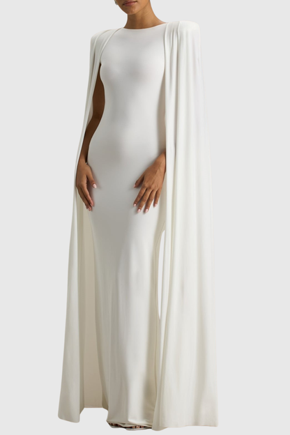 Amory Cape Sleeve Maxi Dress - White
