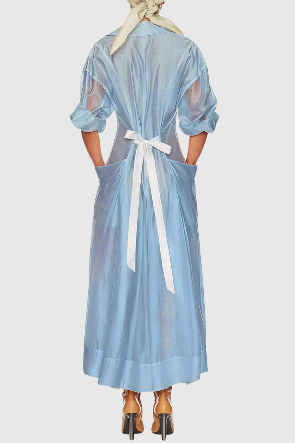 Amosa Pocket Panel Maxi Shirtdress - Blue
