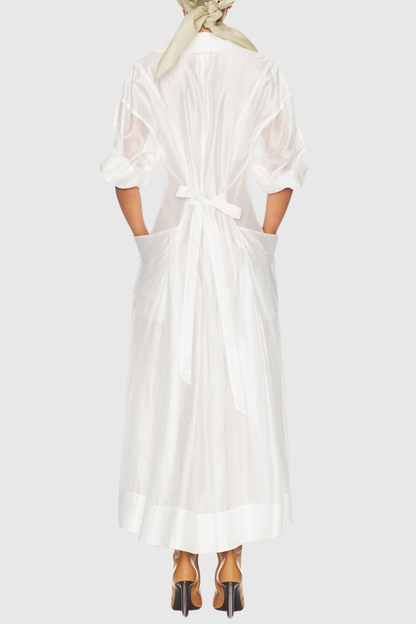 Amosa Pocket Panel Maxi Shirtdress - White