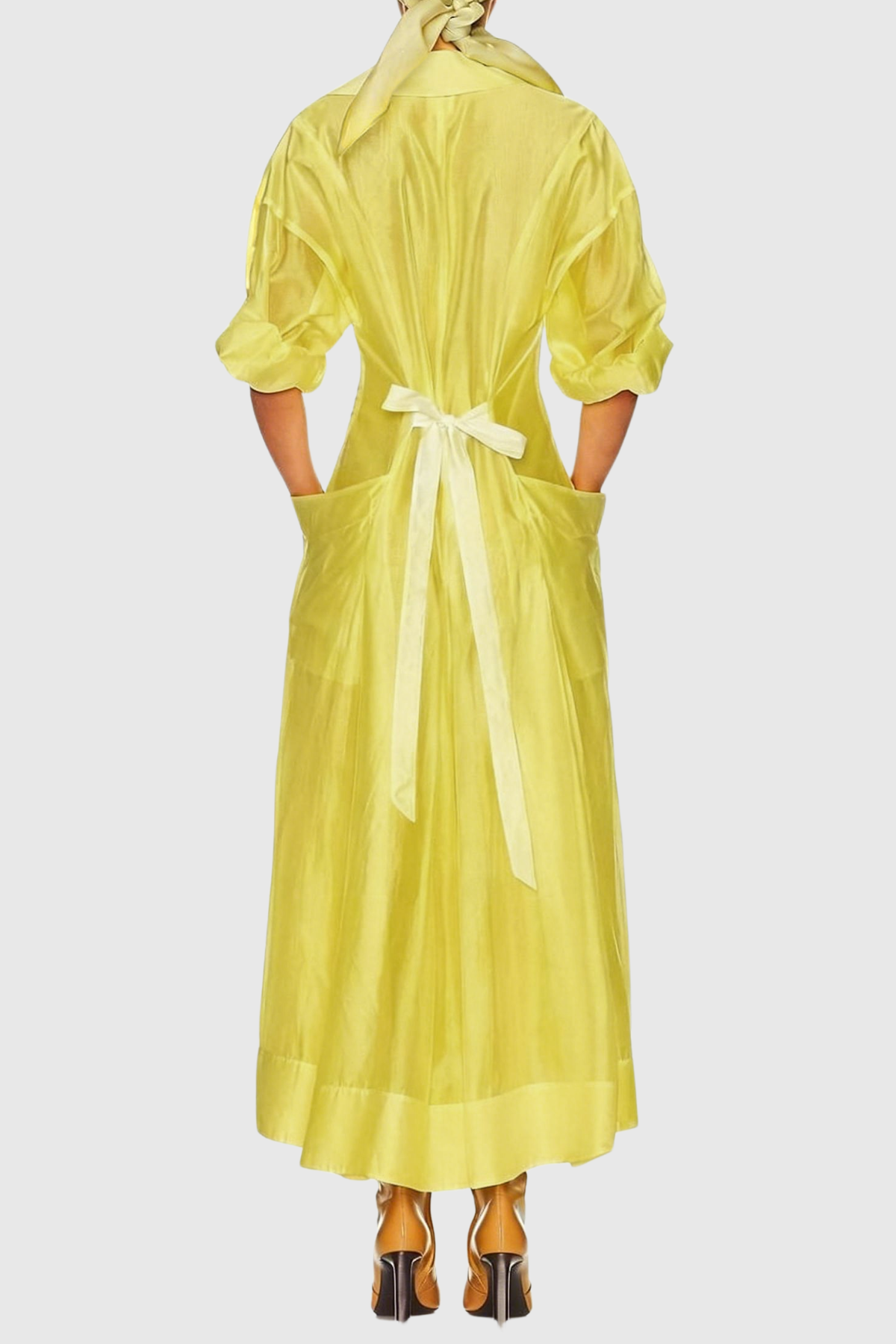 Amosa Pocket Panel Maxi Shirtdress - Yellow