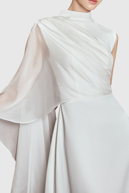 Amouk Asymmetric Shawl Midi Dress