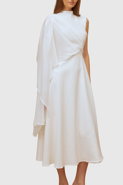 Amouk Asymmetric Shawl Midi Dress