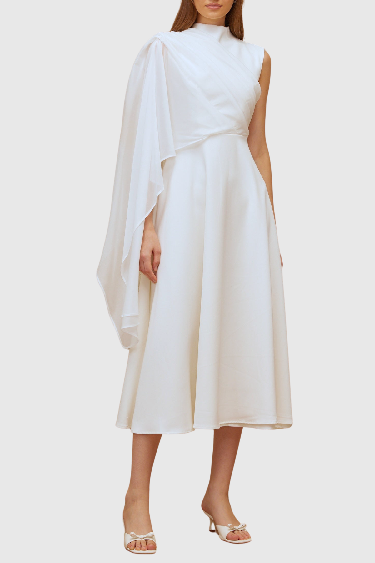 Amouk Asymmetric Shawl Midi Dress