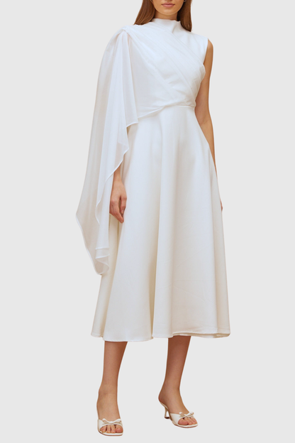 Amouk Asymmetric Shawl Midi Dress