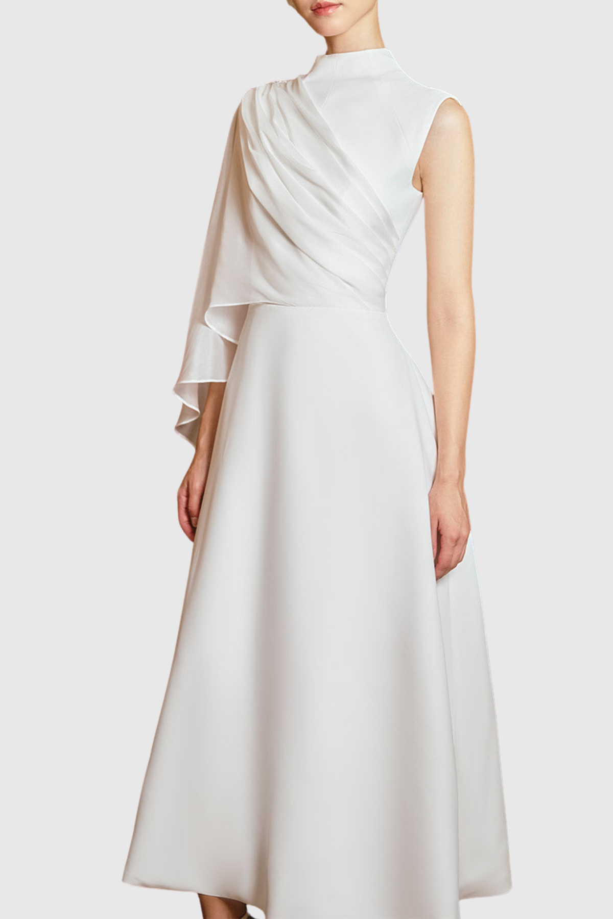 Amouk Asymmetric Shawl Midi Dress