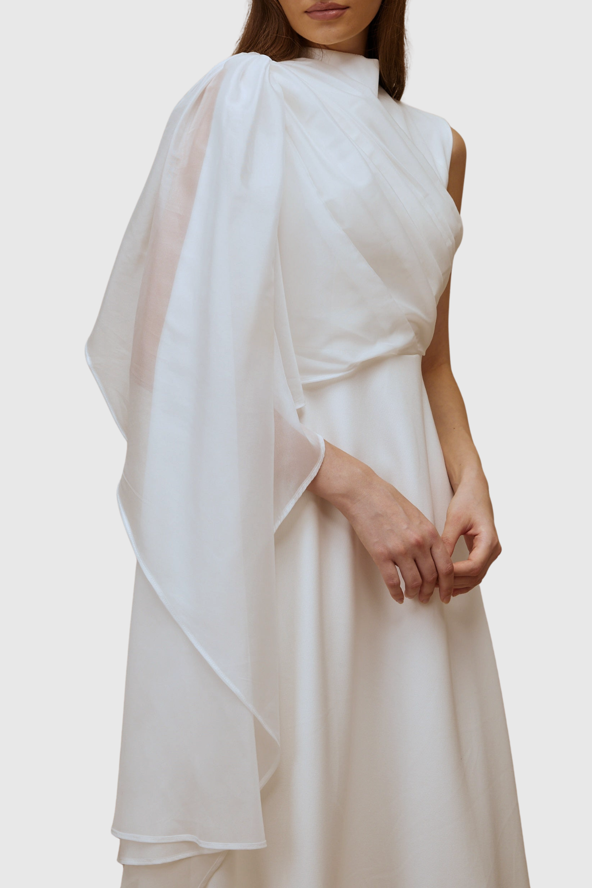 Amouk Asymmetric Shawl Midi Dress