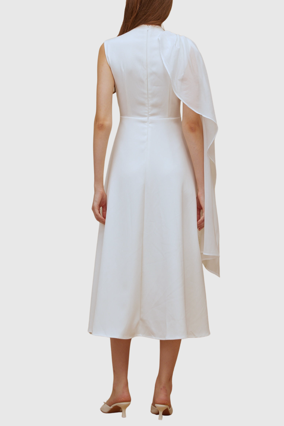 Amouk Asymmetric Shawl Midi Dress