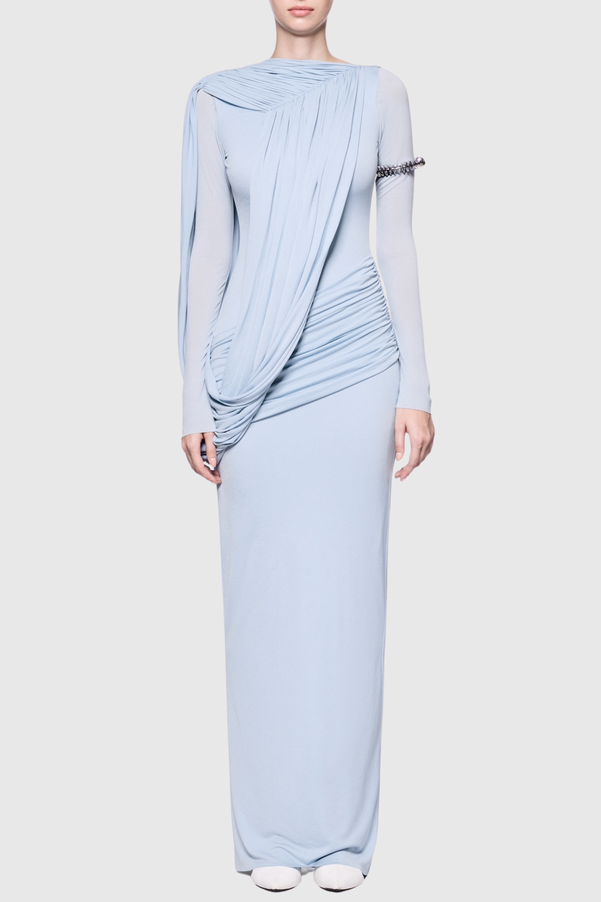 Andersa Asymmetric Draped Maxi Dress - Blue