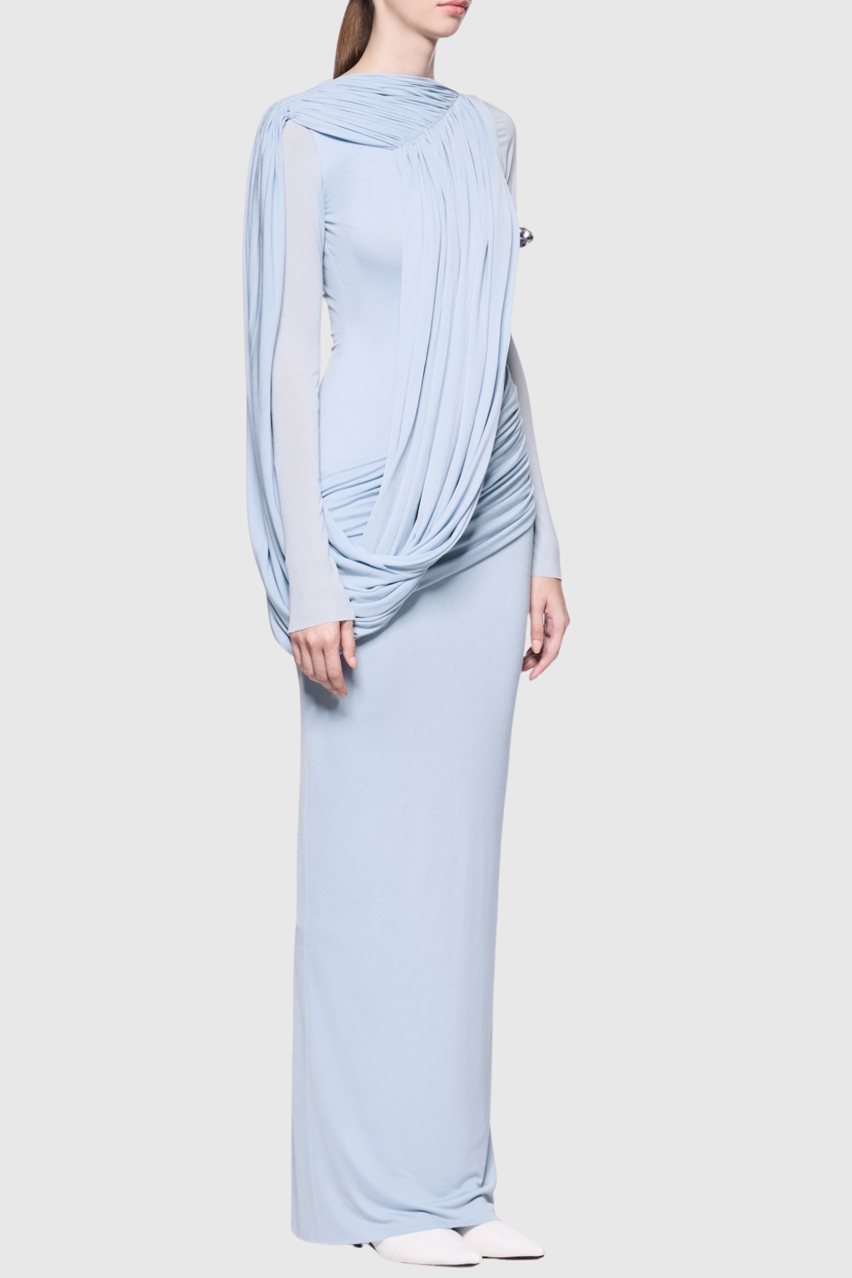 Andersa Asymmetric Draped Maxi Dress - Blue