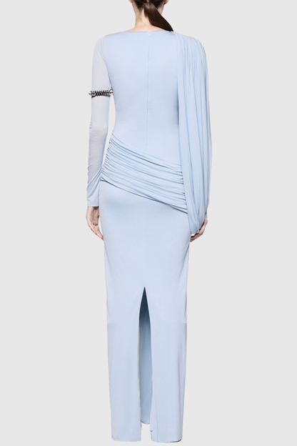 Andersa Asymmetric Draped Maxi Dress - Blue