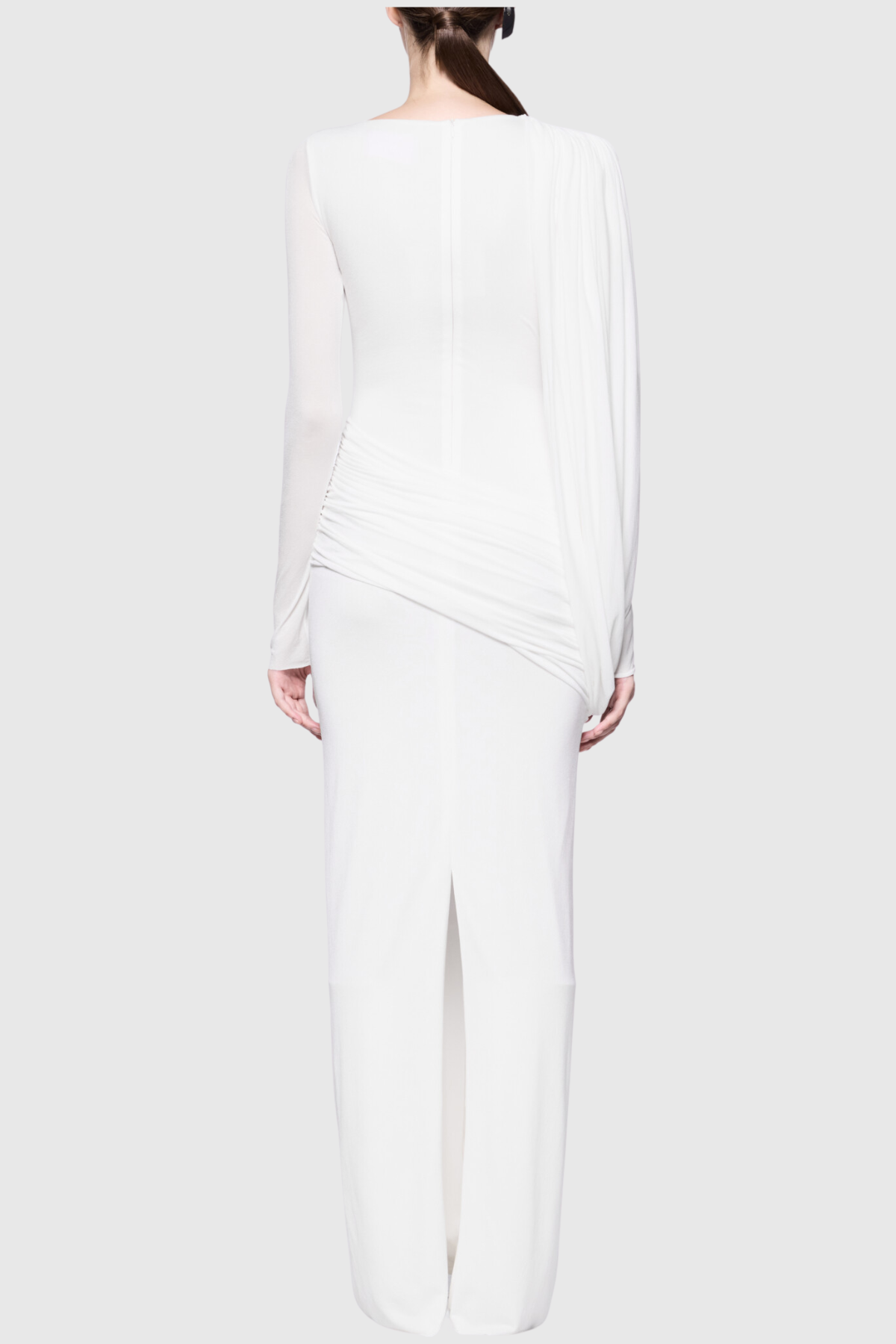 Andersa Asymmetric Draped Maxi Dress - White