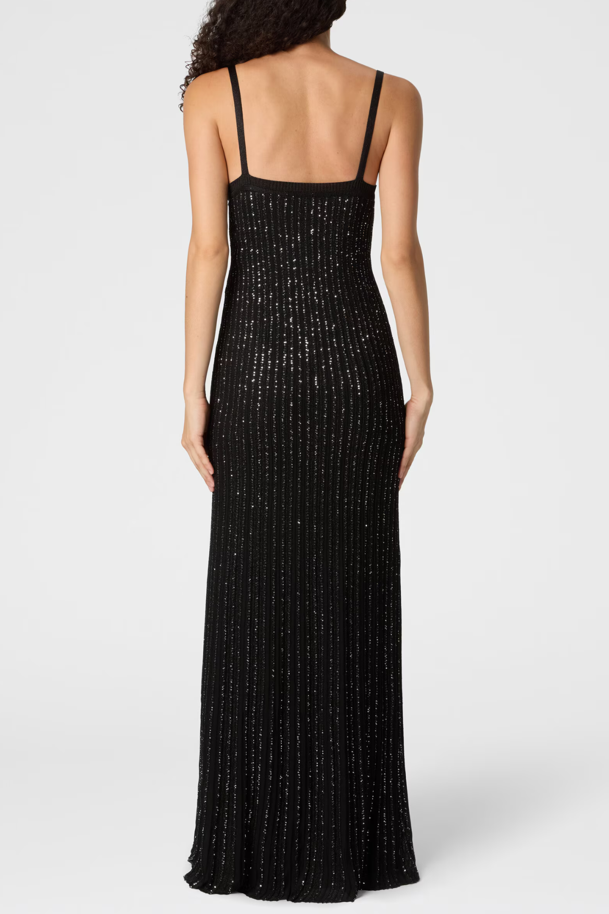 Anderso Sequin Knit Maxi Dress - Black
