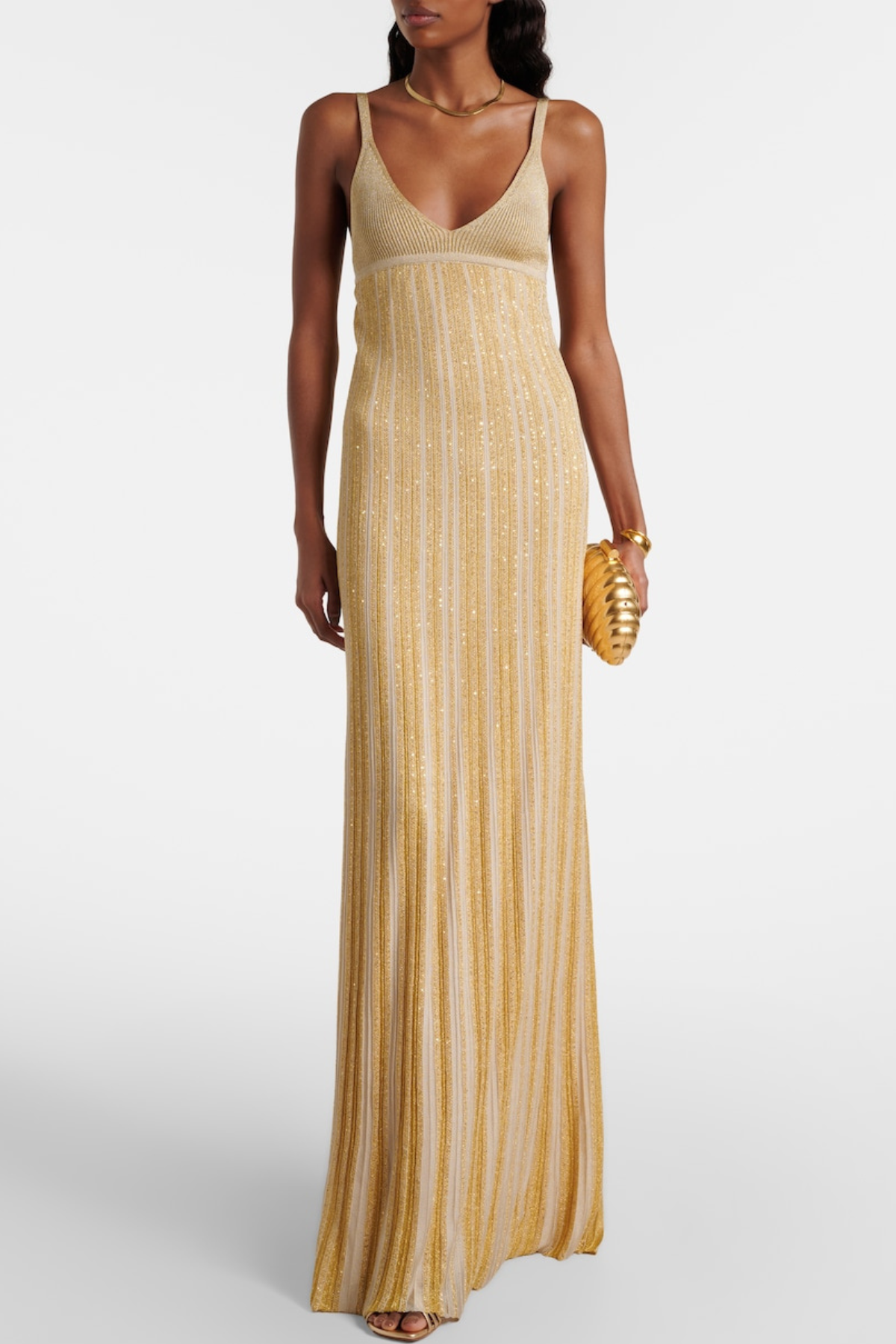 Anderso Sequin Knit Maxi Dress - Gold