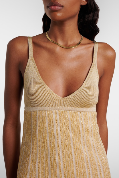 Anderso Sequin Knit Maxi Dress - Gold