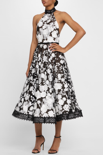 Anett Halter Floral Embroidered Midi Dress