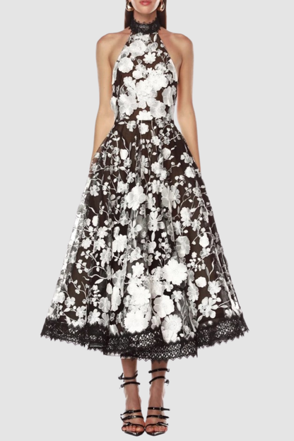 Anett Halter Floral Embroidered Midi Dress