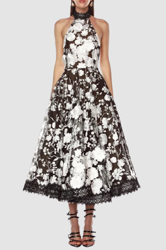 Anett Halter Floral Embroidered Midi Dress