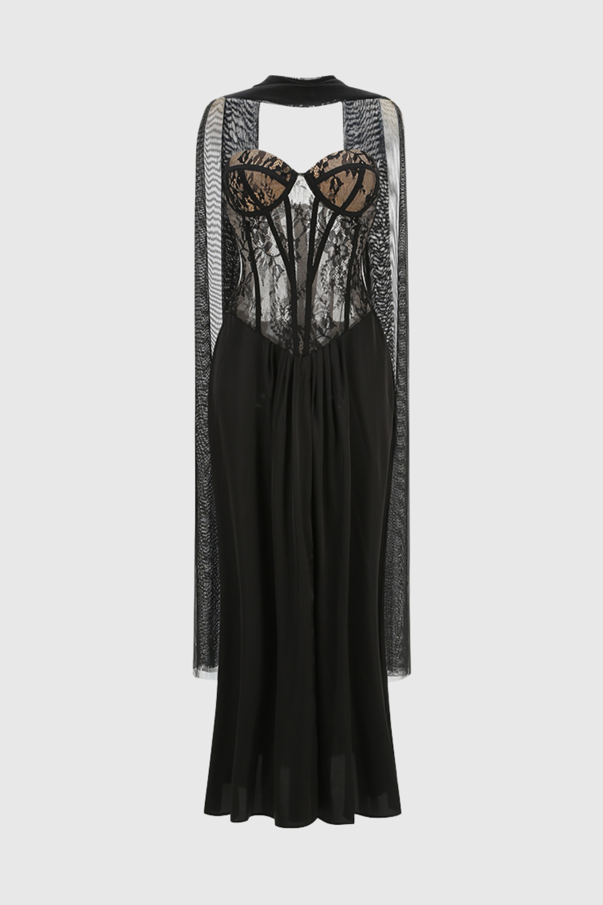 Eeroa Strapless Lace Scarf  Maxi Dress